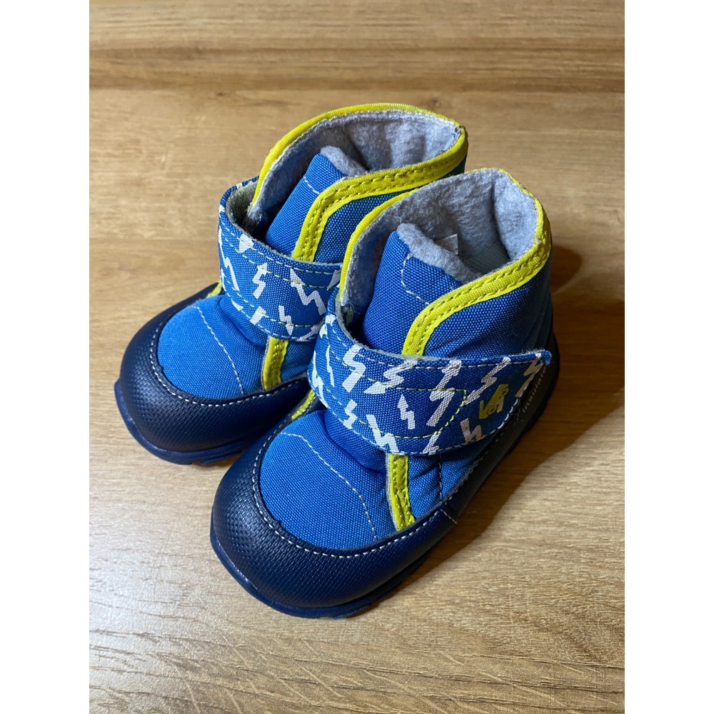 See Kai Run Gilman Blue Neon Yellow Lightning Bolt Insulated Boots Kids Size 6